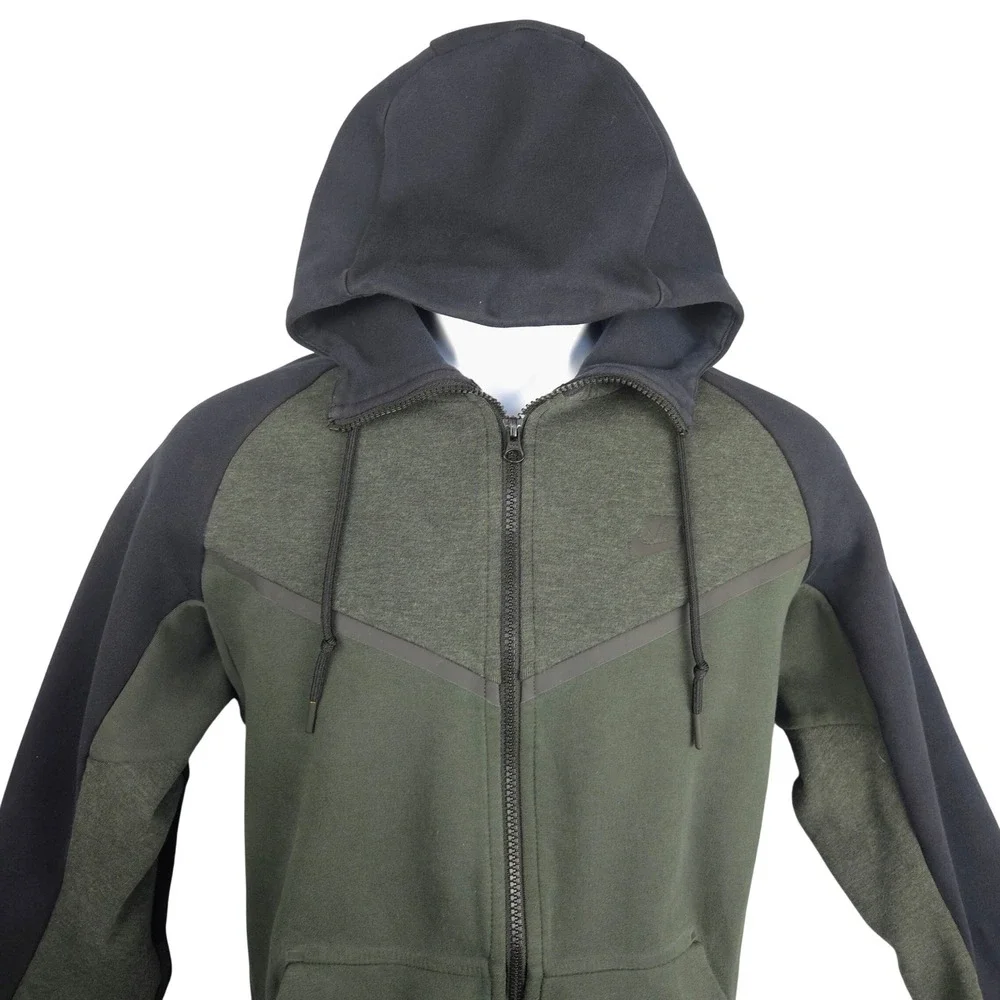 Nike Tech Fleece Windrunner Full Zip Hoodie Green Black‎ 885904-372 Mens Medium